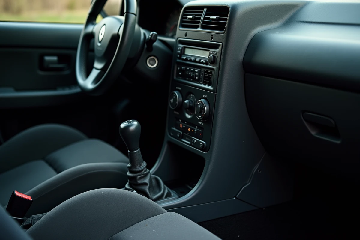 Console centrale et tableau de bord Renault Clio II avec aérateurs et commandes d'origine