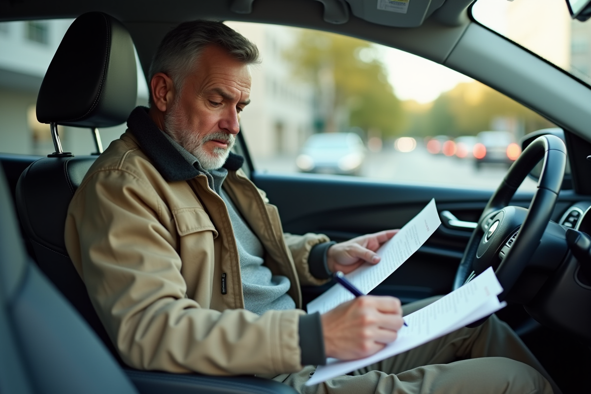 Homme remplissant des formulaires d