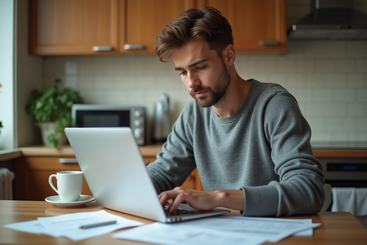 Jeune homme comparant offres d