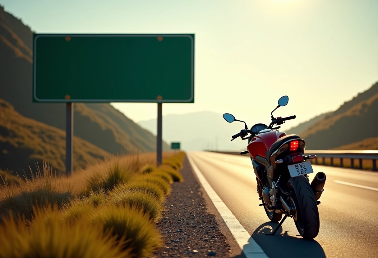 Moto 125cc garée sur le bord de route près d