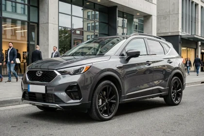 SEAT Ateca SUV gris métallisé en vue 3/4 avant dans un environnement urbain contemporain